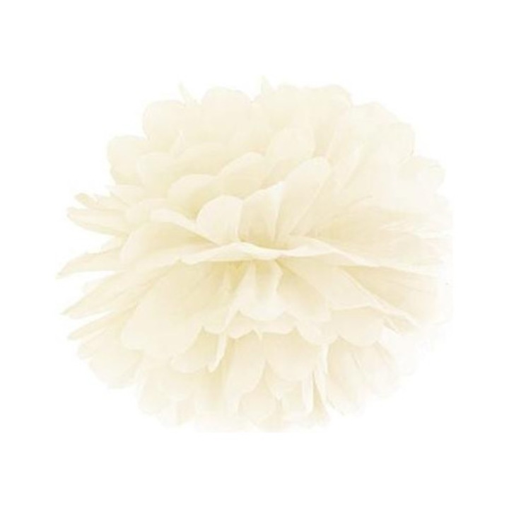 Хартиен помпон 25см, Partydeco, кремав