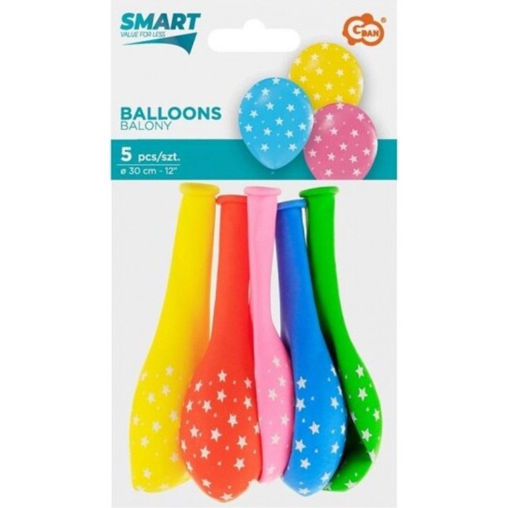 Комплект балони Godan, Звезди, 30см, 5 броя