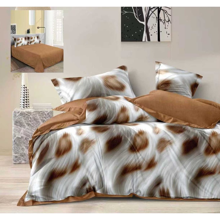 Finet vastag kétszemélyes ágynemű 6 részes, NufJoy®, lepedő 230x250 cm, paplanhuzat 200x230 cm, 2 párnahuzat 70x70 cm, 2 párnahuzat 50x70 cm, világosbarna szőrme