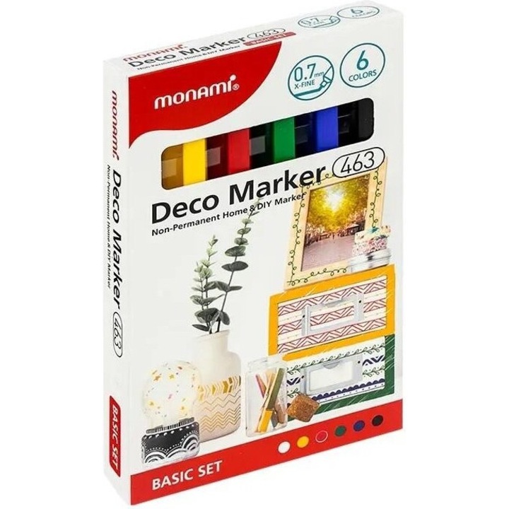 Акрилен маркер Monami 463 XF, комплект 6 цвята