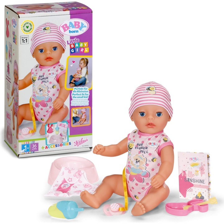 Кукла Baby Born, Лена (Малко момиченце), 36 см, многоцветна, 3 години