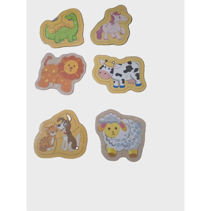 Puzzle-ul din lemn cu 6 animalute