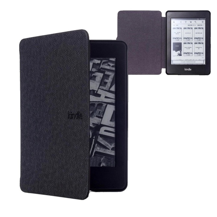 Etui Slim pentru Kindle Paperwhite 4, protectie, automata, negru, 16,9x12x0,5cm, set 1 buc.