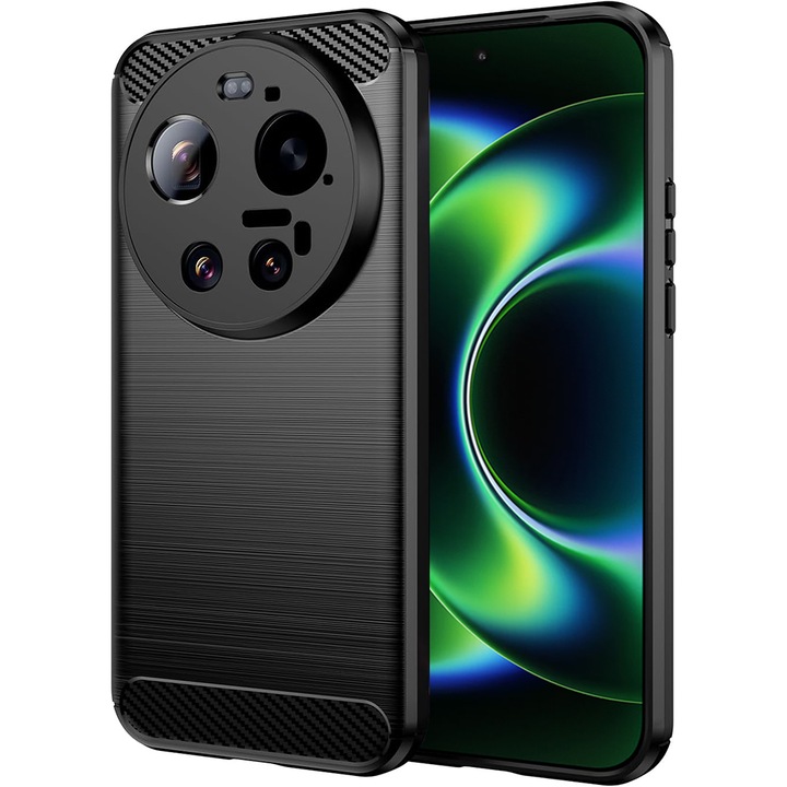 Husa pentru Xiaomi 17 Ultra, Silicon Carbon, Stef's Cat, Negru