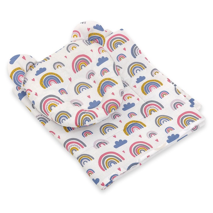 Комплект за бебе My Sweet Baby, с възглавница, 100% памук, многоцветен, 27x25см, 77x77см