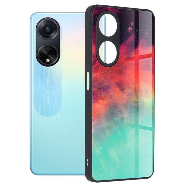 Калъф за Oppo A98 5G, от поликарбонат, Stef's Cat, тюркоазен цвят