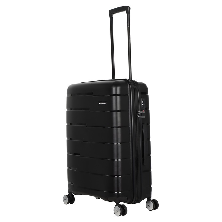 Troler pentru bagaj de cala M, 65x45x25-28 cm, 73 l, incuietoare TSA, Bliss Negru, Saxoline