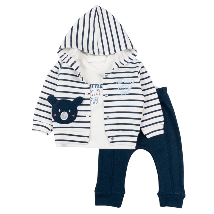 Compleu pentru bebelusi, 3 piese, model Ursulet bleumarin 9673