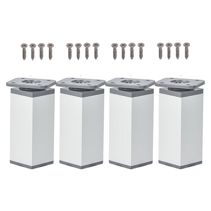 Set 4 bucati picior patrat aluminiu H100 mm Evotools pentru mobilier