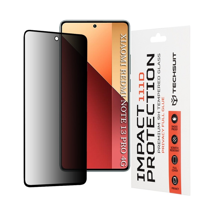Folie telefon 111D Privacy Full Glue Xiaomi Redmi Note 13 Pro 4G / Poco M6 Pro 4G Negru