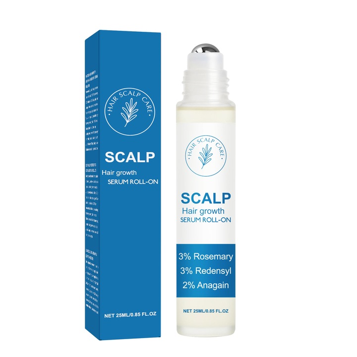 Serum pentru cresterea parului, 25ml, aplicator cu bila, fara conservanti, absorbtie rapida, set de 3 bucati