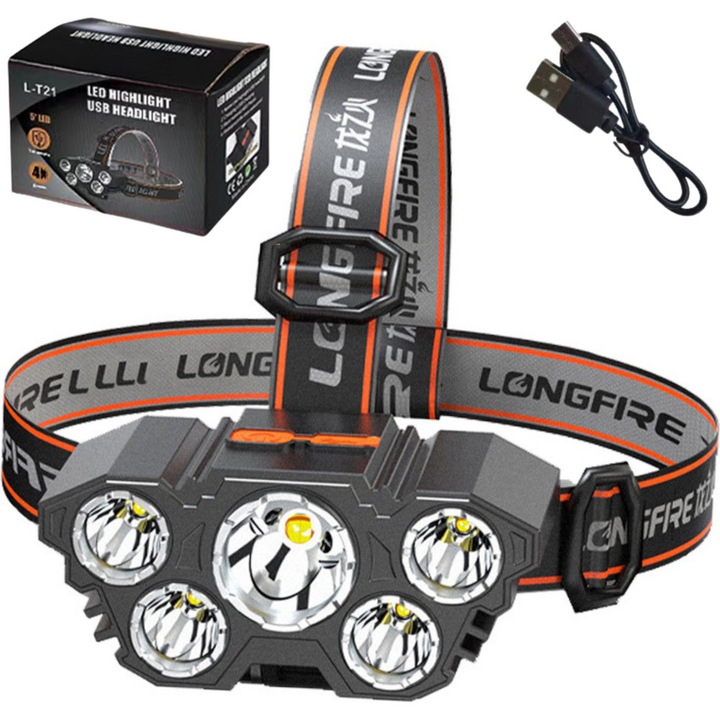 LED фенер със сензор за движение, LEANToys, 5 диода, 4 режима, черен