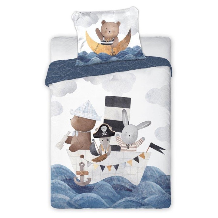 Faro 100x135cm + 1x40x60cm ágyneműhuzat, pamut, állatos motívumok, pasztell