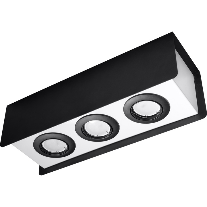 Plafon ADRILUX Stereo 3xGU10, 38x12cm, fekete-fehér, 11cm