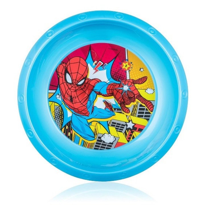 Bol din plastic Spiderman, 17cm, albastru