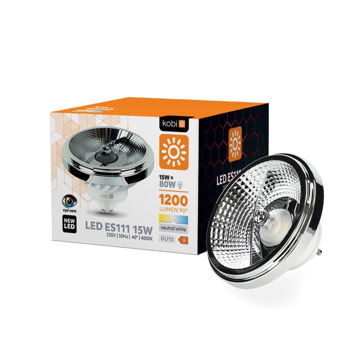 Bec LED ES111 15W GU10, alb neutru, 1200lm, 40°