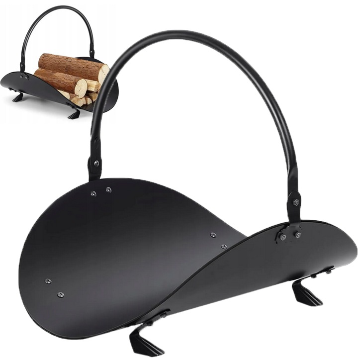 Suport metalic pentru lemne de foc, Top Gift, negru, 40x38x48cm