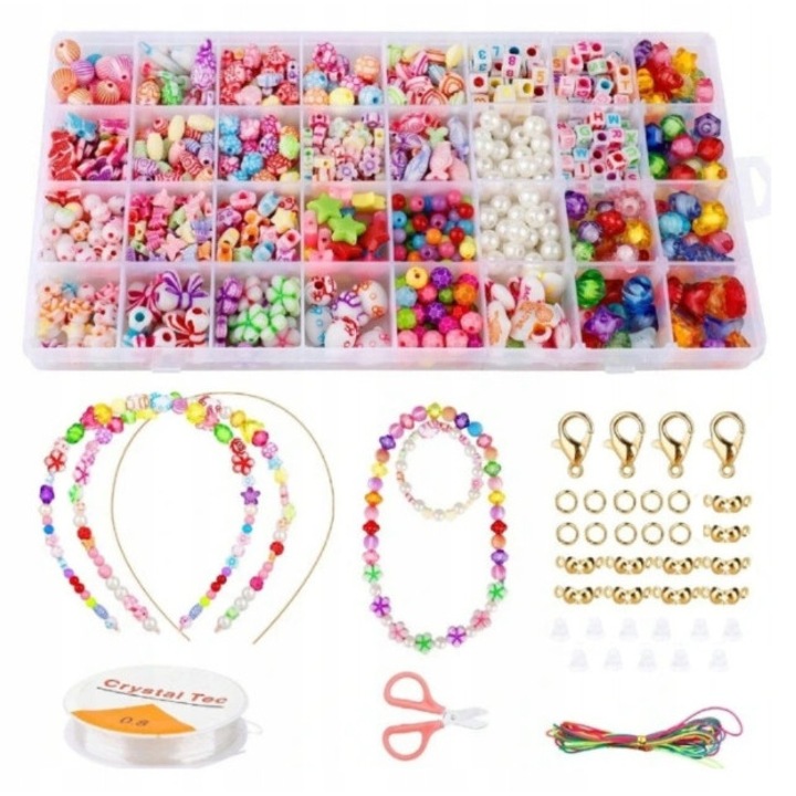 Комплект мъниста за бижута и гривни, Artsome, 900 броя, многоцветен, органайзер 260x135x25мм