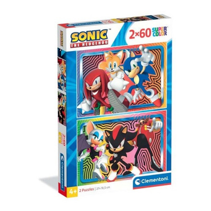 Puzzle Sonic 60 darabos, SuperKolor, élénk színek, 2x60cm