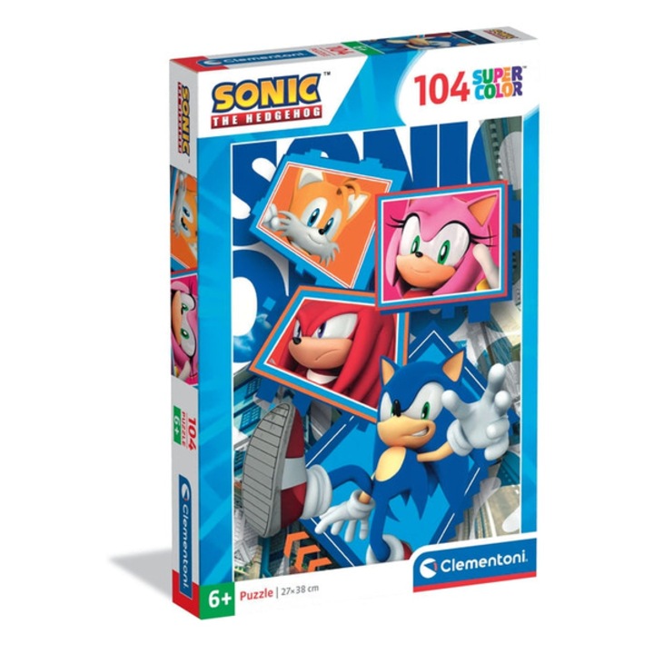 Puzzle 104 elemes Sonic, Super Kolor, többszínű, 6 év feletti gyermekeknek