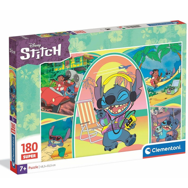 Puzzle 180 elemes Stitch, Super Kolor, intenzív színek, 7 év feletti gyermekeknek