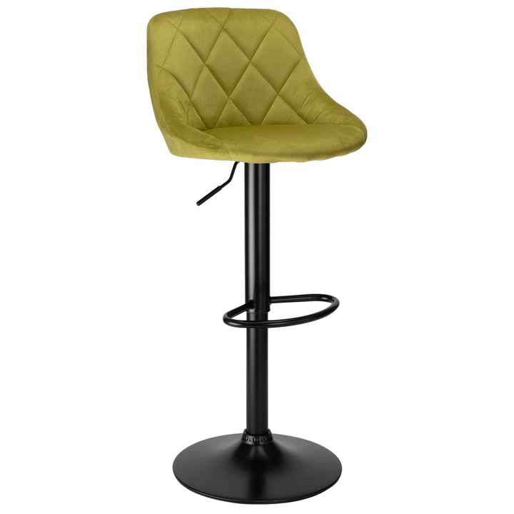 Hoker Cydro, állítható, forgatható, olívazöld bársony, 360°, 62-82cm