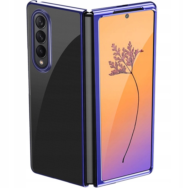 Husa telefon Hurtel Plating Case pentru Samsung Galaxy Z Fold 4, rama metalica, albastra, ultra subtire
