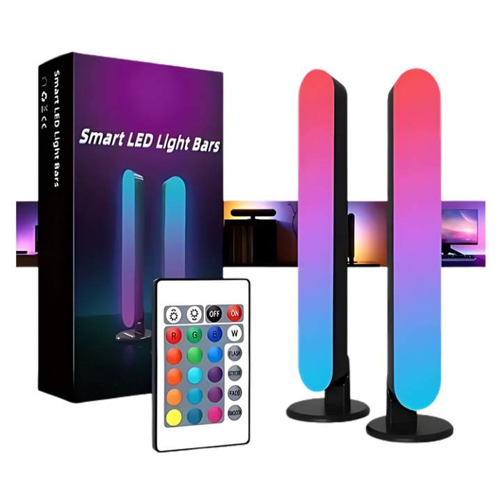 RGB LED колона с дистанционно управление, R2 Invest, 14 LED диода, USB захранване, 4.1x3.5x24.8см