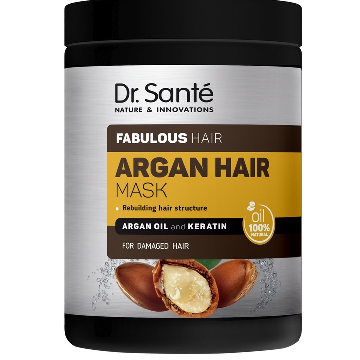 Masca de par ELFA PHARM cu ulei de argan si keratina pentru par deteriorat, 1000 ml