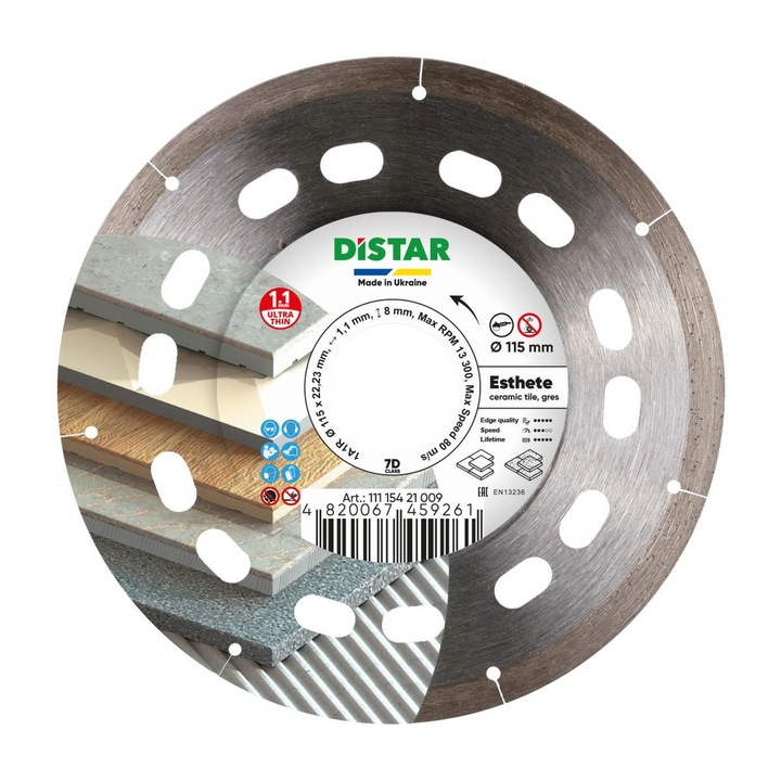 Disc diamantat BOSCH 115mm, 1,1mm, pentru gresie si faianta, taiere uscata