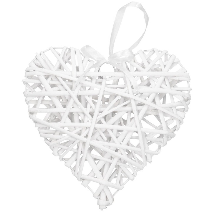 DEKO Rattan szív 35x35cm fehér