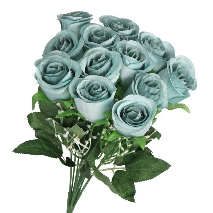 Buchet flori artificiale DEKO, 12 ramuri, 35cm, albastru