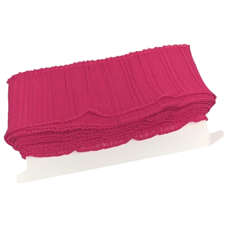 Banda elastica plisata Kufer 8 cm, amarant, 1 metru, roz