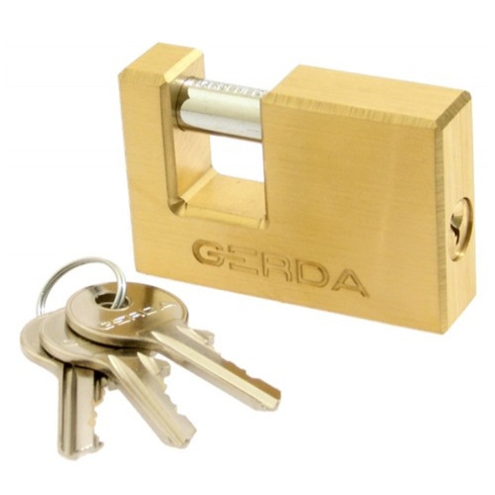 Lacat standard cu trzpien din alama, Gerda, 65mm, 3 chei, rezistent la coroziune