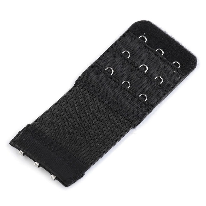 Prelungitor pentru sutien, Kufer, 3 randuri, 40mm, 10cm, negru, set 10 bucati