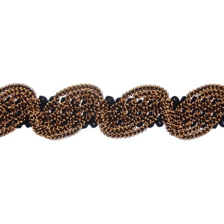 Fémcsíkos szegély Kufer Perla-20, 20mm, 1m, arany/fekete