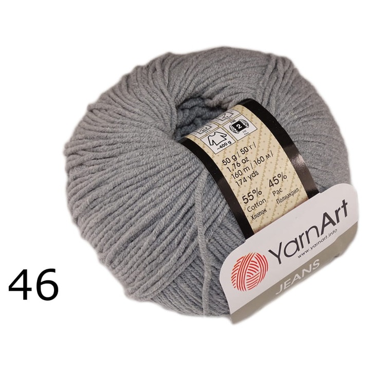 Fir textil, Jeans, 160m, 50g, 55% bumbac, 45% acril, 3,5mm, set 10 bucati