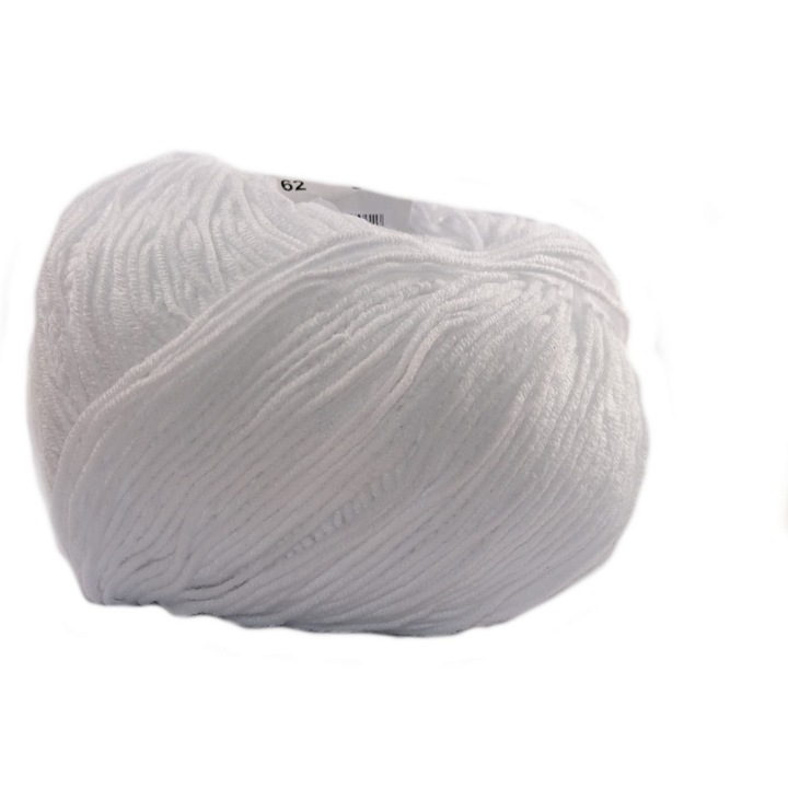 Fir textil, Import, bumbac/acril, 160m, 50g, alb