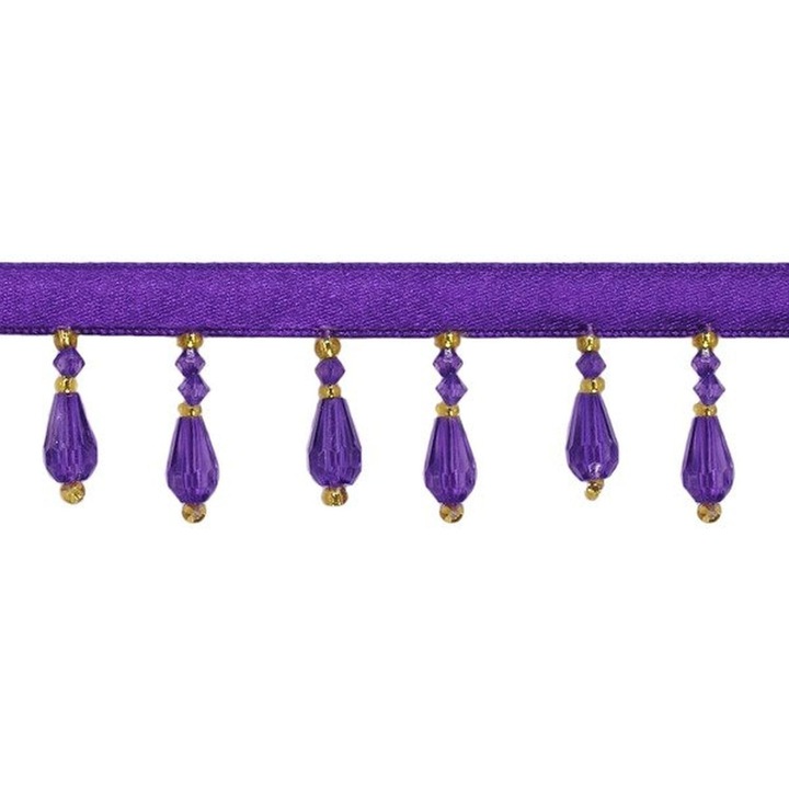 Dekoratív szegély gyöngyökkel, Kufer TK-902, 10mm, lila, 1m