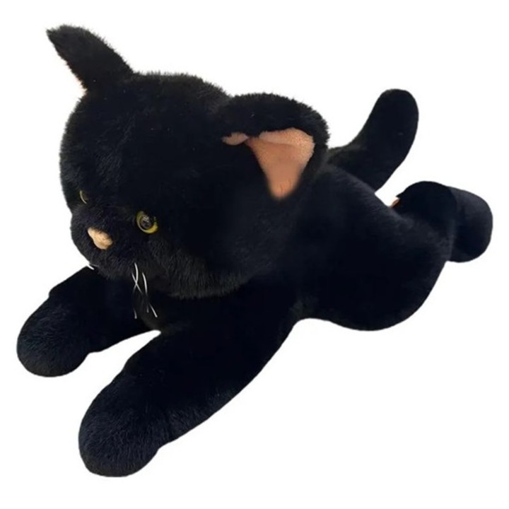 Pisica de plus 55cm, neagra, set