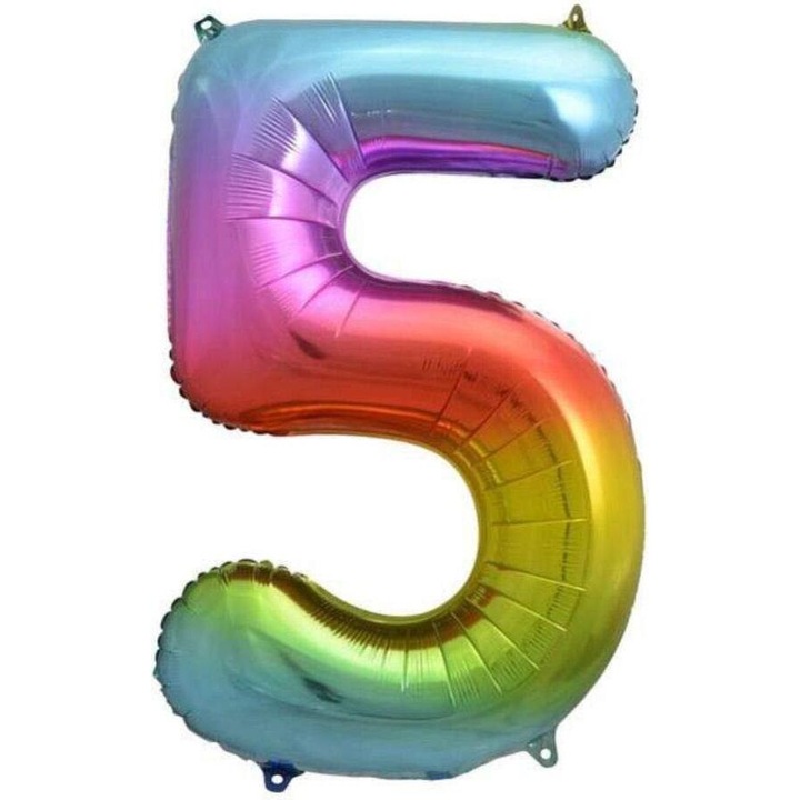 Фолиев балон, Godan, номер, 85 см, цветове на дъгата, комплект от 5