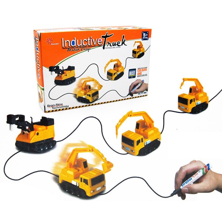 Luka indukciós autó, mazak készlettel, 7x6x3,5cm, többszínű