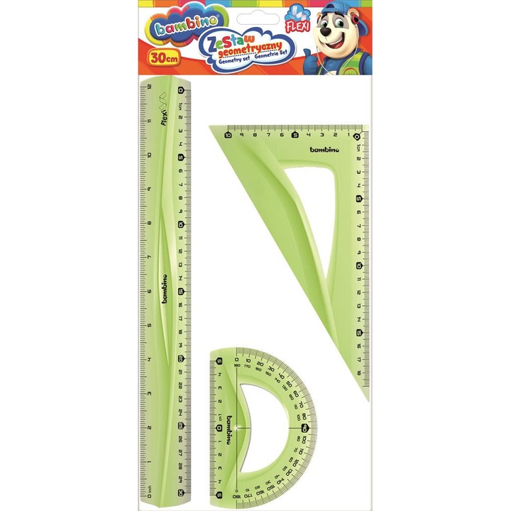 Set instrumente geometrice Bambino 30 cm, 3 elemente, material rezistent