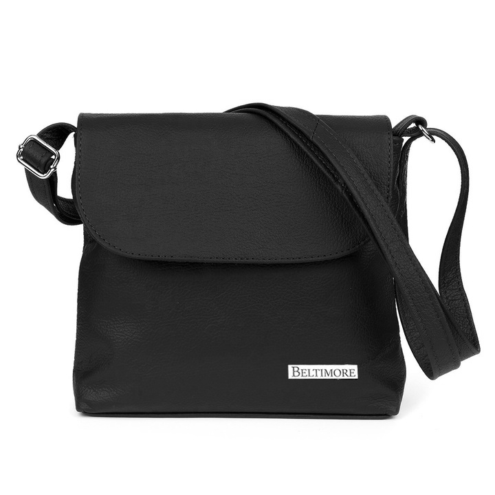 Geanta din piele, Beltimore, mica, cu curea reglabila, culoare naturala, 24x21cm