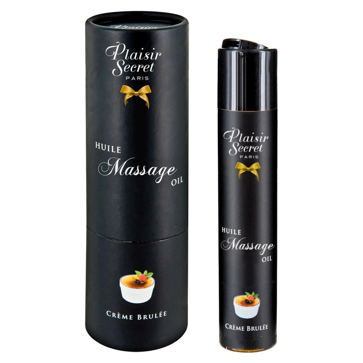 Ulei de masaj Creme Brulee, Plaisir Secret, 59ml, aroma dulce, ambalaj elegant