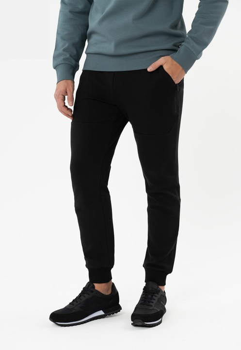 Pantaloni de trening conici, cu buzunare si fermoar, Volcano N-Baso, negru, Negru