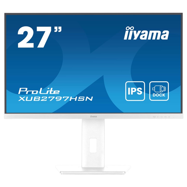 Монитор IIYAMA XUB2797HSN-W2, 27'' IPS panel, Anti-Glare, 16:9, FHD 1920 x 1080, 300cd/m2, 1000:1, 80M:1, 1ms, 100Hz, Flicker free, Blue light reducer, Adaptive Sync, HDMI, DP, DP Out, USB-C, 4x USB, LAN, Speakers, HAS, Swivel, Tilt, Pivot, XUB2797HSN-W2