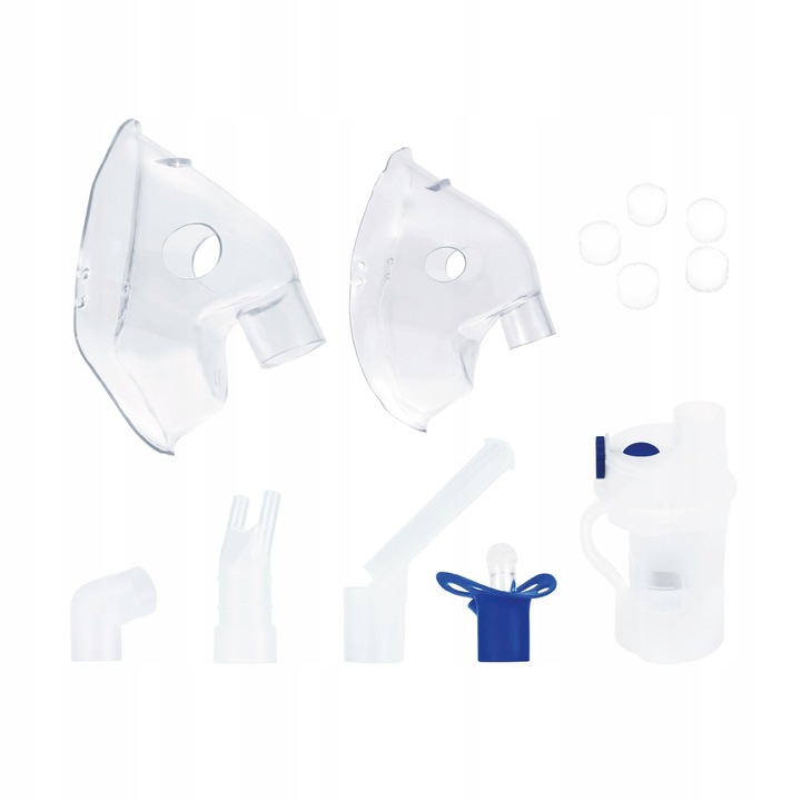 Set accesorii nebulizator Momini NebuBunny, smoc cu adaptor, masti pentru copii si adulti, ustensila, silicon medical, multicolor