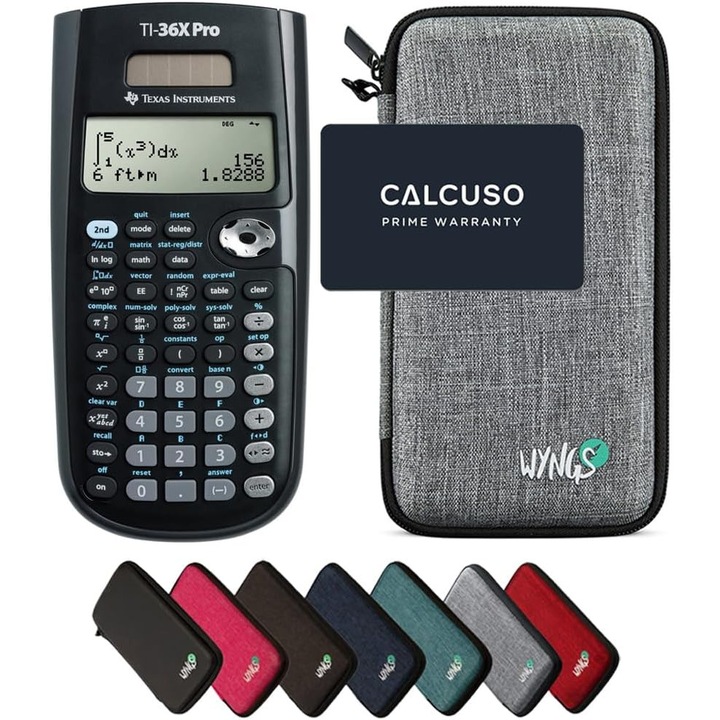Calculator științific Texas Instruments TI-36X Pro MultiView, cu carcasa WYNGS gri deschis, set inclus, funcții avansate, ecran multi-linie
