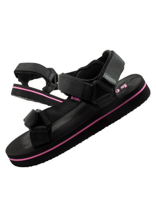 Sandale Lee Cooper pentru femei, cu velcro, pentru vara, usoare, sandale de plaja, Negru